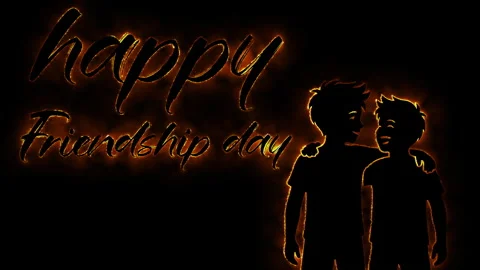 Glowing animation of two boys showing friendship against dark background wi.. Stock Footage 339066933