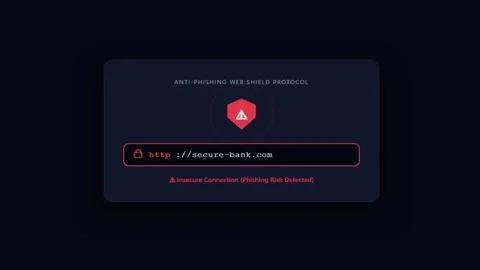 Glowing Anti-Phishing Web Shield Protocol security verification UI with enc.. Stock Footage 343507275