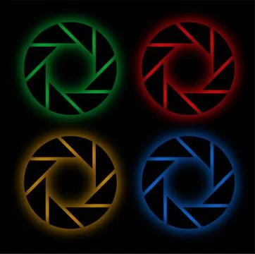 Glowing aperture in different colors Stock Illustration