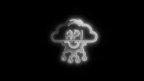 Glowing API Icon and Symbol in HD Video Neon Stock Footage 304558985