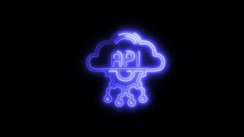 Glowing API Icon and Symbol in HD Video Neon Stock Footage 304558994