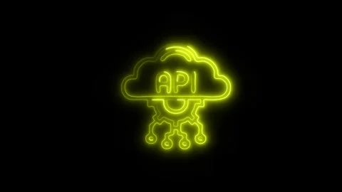 Glowing API Icon and Symbol in HD Video Neon Stock Footage 304558996