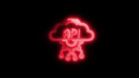 Glowing API Icon and Symbol in HD Video Neon Stock Footage 304559003