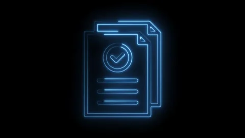 Glowing approved documents animated icon business process digital file Stock Footage 330777518