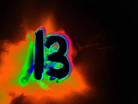 Glowing Arabic numeral 13 Stock Illustration