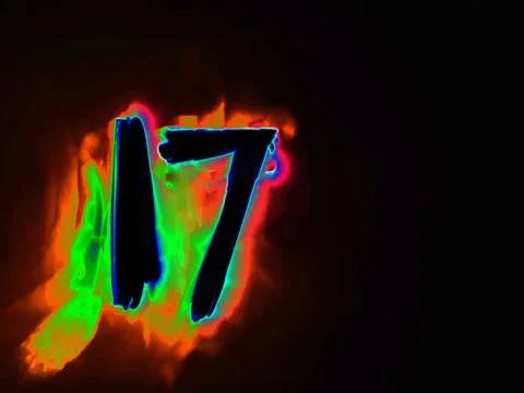 Glowing Arabic numeral 17. Stock Illustration