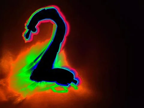 Glowing Arabic numeral 2. Stock Illustration
