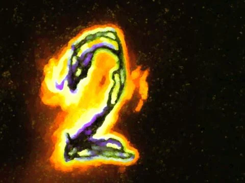 Glowing Arabic numeral 2 Stock Illustration