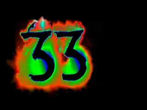 Glowing Arabic numeral 33. Stock Illustration