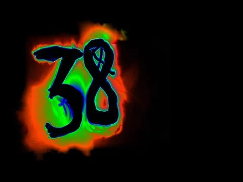 Glowing Arabic numeral 38. Stock Illustration