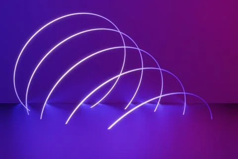 Glowing arc frames, neon lights, abstract background, ultraviolet, laser show Stock Illustration