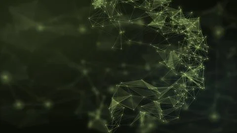 A glowing arc of interconnected points and transparent facets curves across.. Stock Illustration