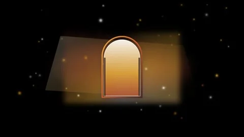 Glowing arch window with light background Stock Footage 344612213