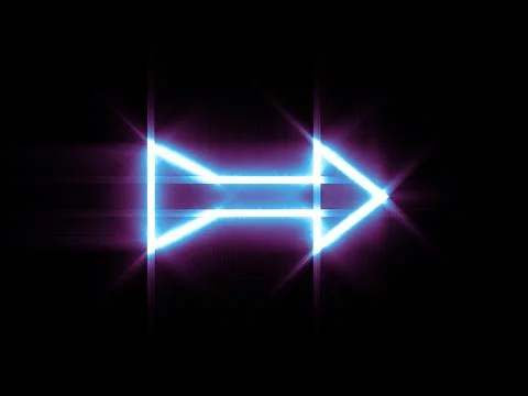 Glowing arrow on black background. Digital illustration. 스톡 일러스트