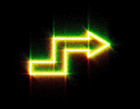 Glowing arrow on dark background. Vector illustration. Stock Illustration