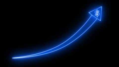 Glowing Arrow with Dollar Sign Symbolizing Financial Growth, A glowing whit.. Stock Footage 304264934