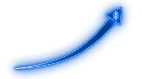 Glowing Arrow with Dollar Sign Symbolizing Financial Growth, A glowing whit.. Stock Footage 304264959