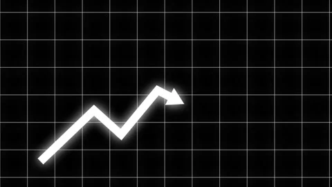 Glowing arrow line graph animation on dark grid background Vídeos de archivo 310344142