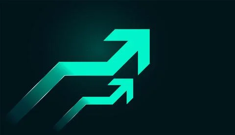 The glowing arrows represent growth and increasing momentum in Finance and .. Stock-Illustration