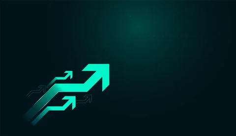 The glowing arrows represent growth and increasing momentum in Finance and .. Illustrazione stock