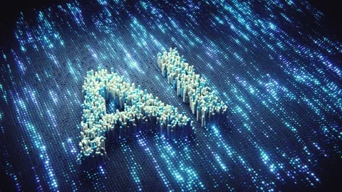 Glowing artificial intelligence AI letters on blue data loop background. Stock Footage 347198734