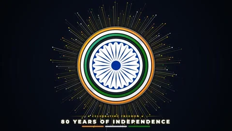 Glowing ashoka chakra for 80th independence anniversary celebration. 4K Stock Footage 340514756