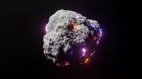 Glowing Asteroids with Stars Rotating in the Background. Space 3D Animation. 4K Stock Footage 315897919