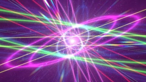 Glowing atom structure with light ring イラスト素材