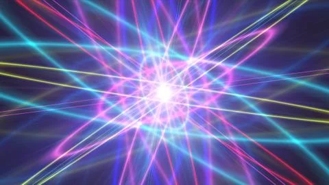 Glowing atom structure with light ring Stock Illustration