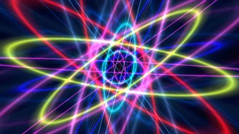 Glowing atom structure with light ring Stock Illustration