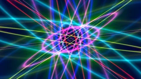 Glowing atom structure with light ring Stock Illustration