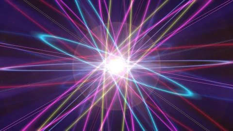 Glowing atom structure with light ring Stockillustratie