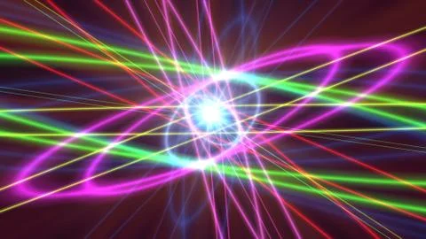 Glowing atom structure with light ring Stock Illustration