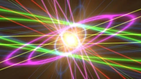 Glowing atom structure with light ring Stock Illustration