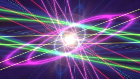 Glowing atom structure with light ring Stock Illustration