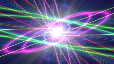 Glowing atom structure with light ring Stock Illustration