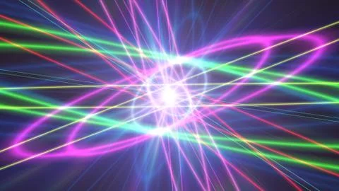 Glowing atom structure with light ring Stock Illustration