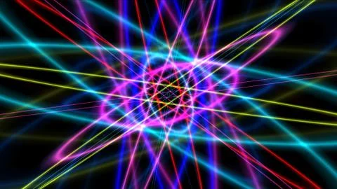 Glowing atom structure with light ring Stock Illustration