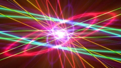 Glowing atom structure with light ring Stock Illustration