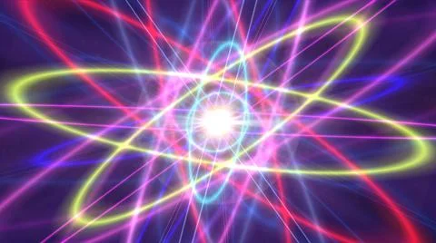 Glowing atom structure with light ring Stock Illustration