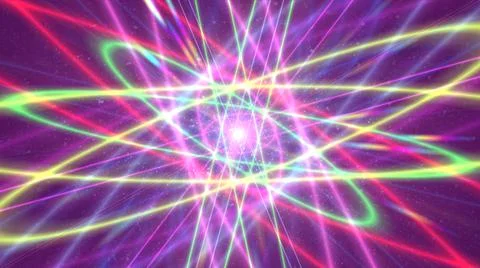 Glowing atom structure with light ring Stock Illustration