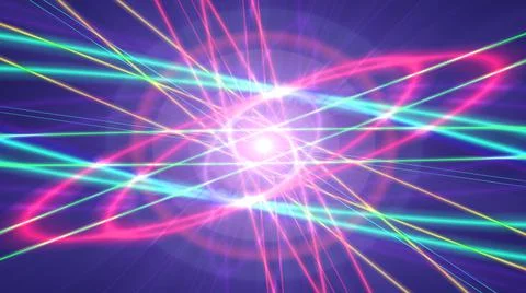 Glowing atom structure with light ring Stock Illustration