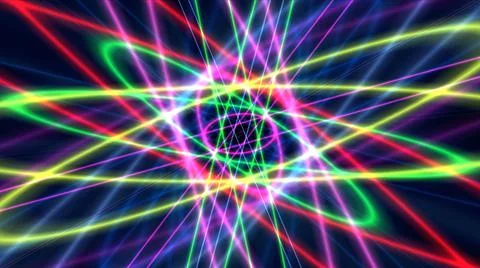 Glowing atom structure with light ring Stock Illustration