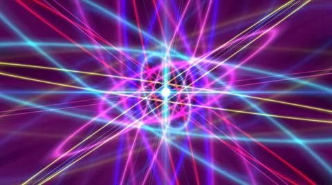 Glowing atom structure with light ring Illustrazione stock