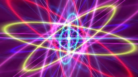 Glowing atom structure with light ring Stock Illustration