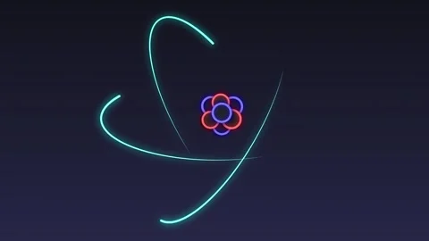 Glowing Atomic Structure Animation, Futuristic Physics Visualization Stock Footage 319815103