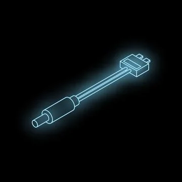 Glowing audio jack cable connector on black background Stock Illustration