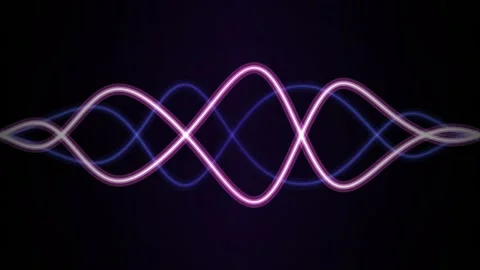 Glowing audio waveform graphic ripples in a continuous motion loop Stock Footage 342215494