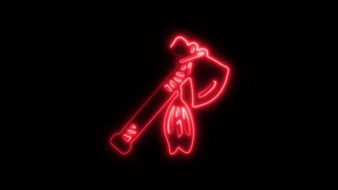 Glowing Axe Icon and Symbol in HD Video Neon Stock Footage 304557994