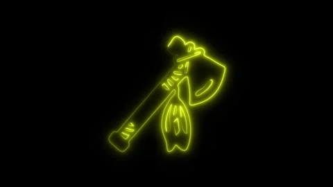 Glowing Axe Icon and Symbol in HD Video Neon Stock Footage 304557997